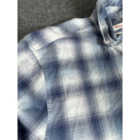 Johnnie O‎ Hanging Out Button Up Shirt Men's Medium Plaid Blue Cotton - Picture 3 of 8